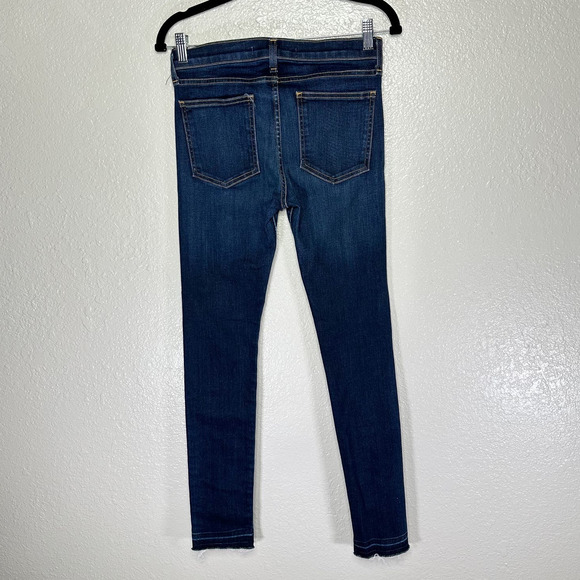 Veronica Beard Brooke Skinny Jean Mid Rise Midnight Fray Dark Blue Wash Women 28 - Picture 3 of 9